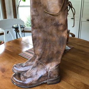 Bed Stu brand. Barely worn, size 11, distressed leather tall lace up boots.